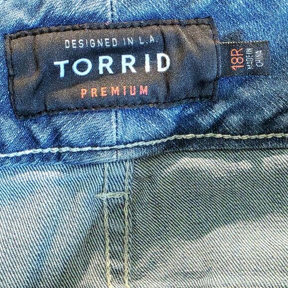 Torrid Skinny Jeans Distressed Jeggings Plus Sz 18 Side Stripes Light Wash - Picture 7 of 11